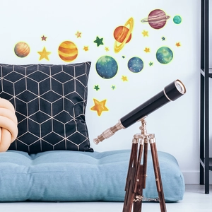Glow-in-the-dark space planets and stars wall stickers for home bedroom decoration