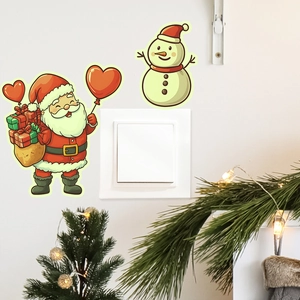 Luminous Christmas Santa Claus and snowman wall switch sticker for holiday home decoration