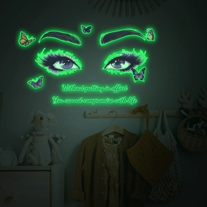 Glow in the dark wall stickers featuring eyes, butterflies and motivational quotes