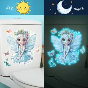 Fluorescent fairy and butterflies wall sticker showing day and night glowing effect