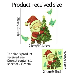 Stickers lumineux Père Noël et sapin pour décoration de toilettes 27x28cm