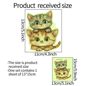 Detail of cute cat stickers showing received size of 11x13cm and MG-YK033 product code