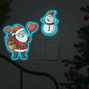 Glow-in-the-dark Christmas wall stickers featuring Santa Claus and snowman for wall decor