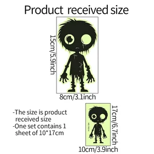 Luminous Halloween electric alien light switch wall sticker with zombie boy silhouette glow