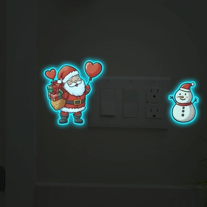 Glow-in-the-dark Christmas Santa and snowman wall stickers for light switch decoration