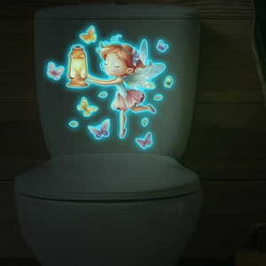 Glow in the dark cartoon fairy and butterfly self-adhesive sticker for bathroom decor
