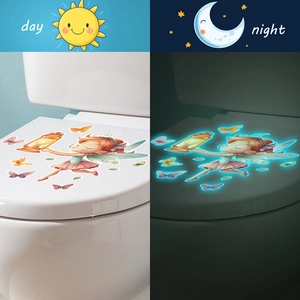 Luminous fairy and butterfly toilet sticker set with day and night glow effect
