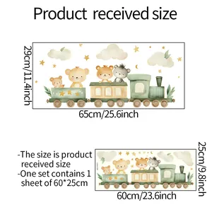 Tableau des tailles pour sticker mural train animaux de 60x25cm pour chambre d enfant