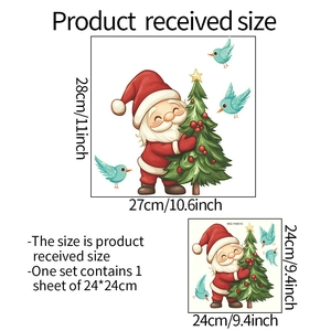 Spécifications de taille pour stickers de toilette Père Noël et sapin de Noël dessin animé