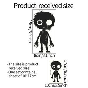 Detailed size chart for the glowing alien switch sticker with 10x17cm paper dimensions
