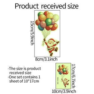 Detailed size measurement showing a 15x8cm Santa Claus balloon sticker for wall switches