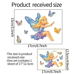 Stickers muraux lumineux de papillon et fée colorés pour décoration de salon