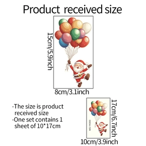Luminous Santa Claus wall sticker with colorful balloons for Christmas home decor