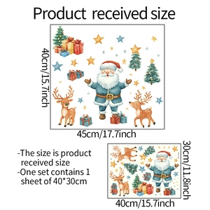 Luminous Christmas wall stickers featuring Santa Claus, reindeer, and stars 40x30cm