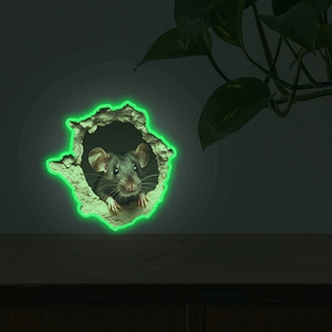 3D Broken Wall Mouse Hole Glow In The Dark Wall Sticker Luminous PVC Decal For Kids Bedroom Living Room Home Corner Decor