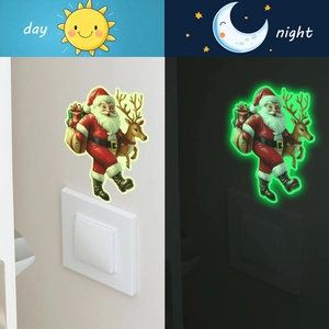 Luminous Christmas wall sticker with Santa and reindeer patterns for day and night use