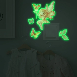 Luminous glow in the dark butterfly fairy wall sticker for kids bedroom switch decoration