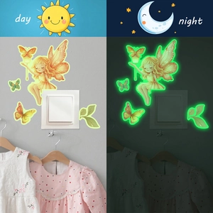Luminous fairy and butterfly wall stickers with day and night glow effect for kids rooms
