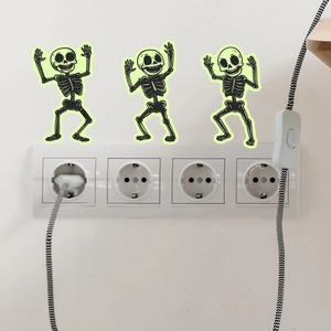 Adesivi murali con scheletri danzanti fosforescenti per decorazione interruttori Halloween