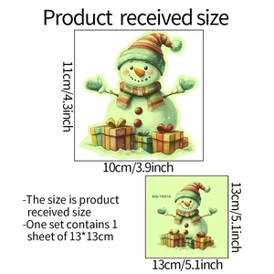 Luminous Christmas snowman wall sticker with gift boxes, size 13x13cm for home decor