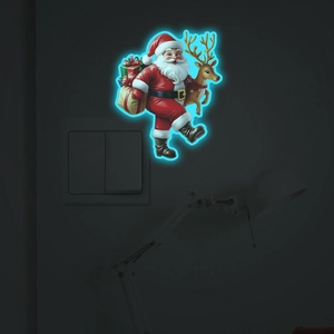 Glow-in-the-dark Christmas Santa and reindeer switch sticker wall decoration
