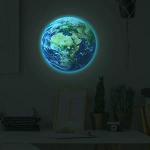 Luminous Earth Wall Sticker Glow In The Dark Planet Wall Decal For Kids Room Bedroom Home Decor Modern PVC Wall Sticker