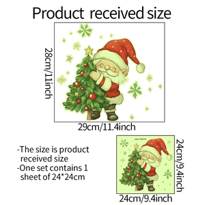 Sticker mural lumineux Père Noël et sapin de Noël pour décoration festive de la maison