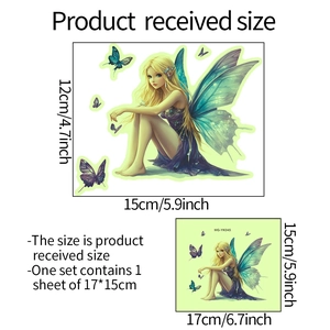 Luminous fairy and butterfly wall sticker set with glowing wings for home decoration