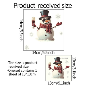 Luminous Christmas snowman sticker with sunglasses and wine glass for wall decor