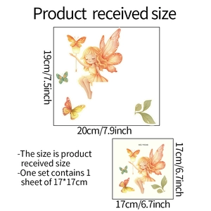 Luminous fairy wall sticker with butterfly and lantern for kids bedroom decor