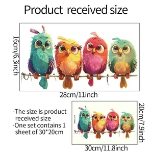 Stickers muraux hiboux lumineux 20x30cm pour décor de salle de bain avec dimensions