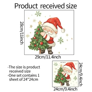 Tableau des tailles avec deux dimensions pour stickers WC Père Noël: 28x29cm et 24x24cm