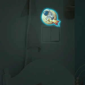 Glow in the dark astronaut and rocket wall sticker for room light switch decor