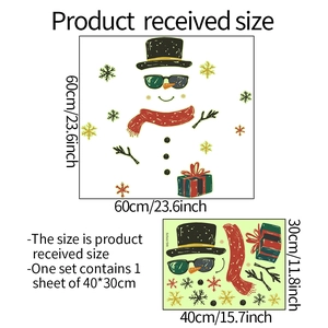 Luminous Christmas snowman wall sticker with sunglasses and snowflakes home decoration