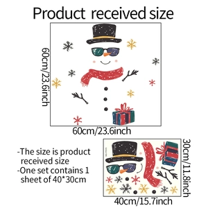 Luminous Christmas snowman wall stickers set with detailed size dimensions for home decor