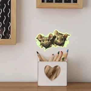Stickers muraux souris fluorescents avec effet de mur fissuré pour chambre d'enfant