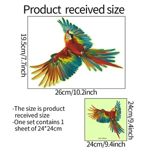 Luminous flying parrot wall decal self-adhesive sticker for bathroom decor 24x24cm