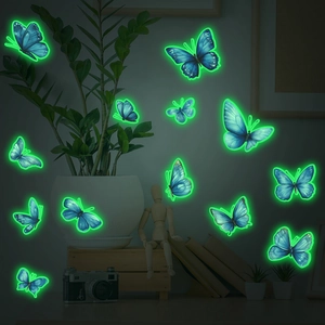 Stickers Muraux Papillon 3D Lumineux Autocollants en PVC pour Chambre à Coucher Salon DIY Décoration de Maison Amovible