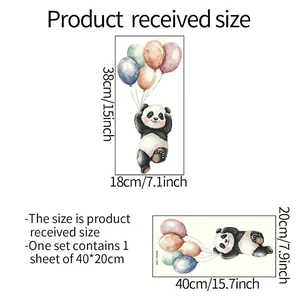 Luminous cartoon panda wall stickers with balloons set for living room home decor