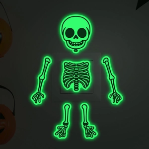Halloween Glow In The Dark Skeleton Wall Sticker Removable PVC Fluorescent Skull Decals For Home Switch Decoration Party