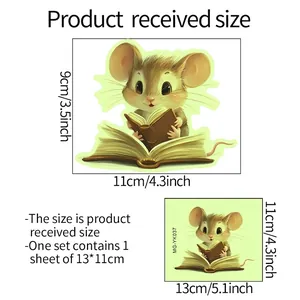 Luminous reading mouse wall sticker size guide 13x11cm for bedroom switch decor
