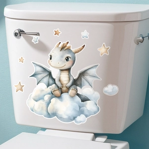 Detail of cute baby dragon and stars luminous self-adhesive wall stickers for bathroom decor