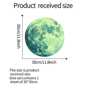 Luminous moon wall sticker 30cm glowing earth decal for bedroom home decoration