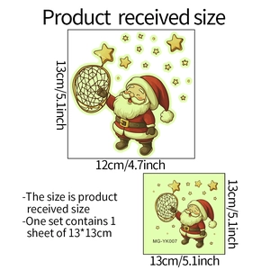 Luminous Santa Claus and stars wall switch sticker set for Christmas home decoration
