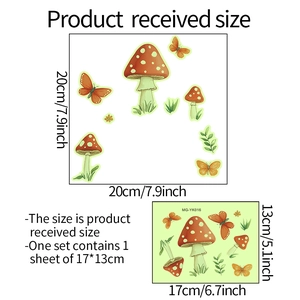 Stickers muraux lumineux avec champignons rouges et papillons pour décoration intérieure