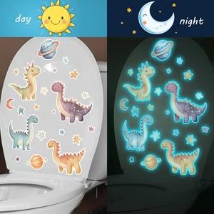 Luminous cartoon dinosaur wall stickers for kids room showing day and night glowing effect