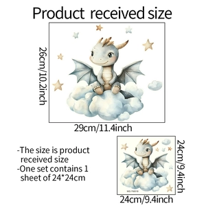 Luminous baby dragon wall stickers with stars and clouds for home bathroom decoration