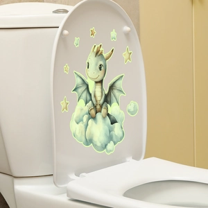 Glow-in-the-dark dragon and stars decorative self-adhesive wall sticker for bathroom decor