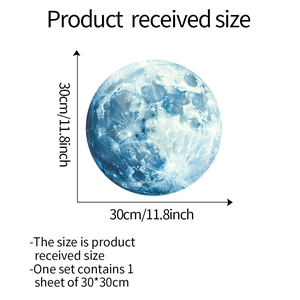 Detailed size specifications for 30cm blue luminous moon wall sticker decoration