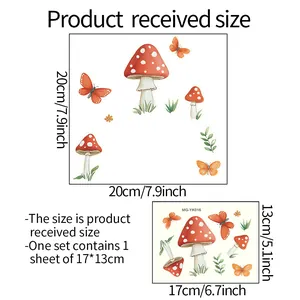 Tableau des tailles détaillé pour les stickers muraux fluorescents champignons et papillons